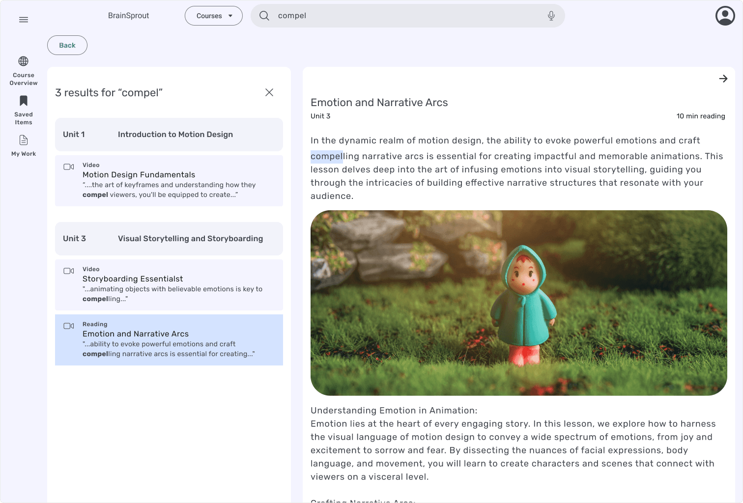 Final design screen of selected search result