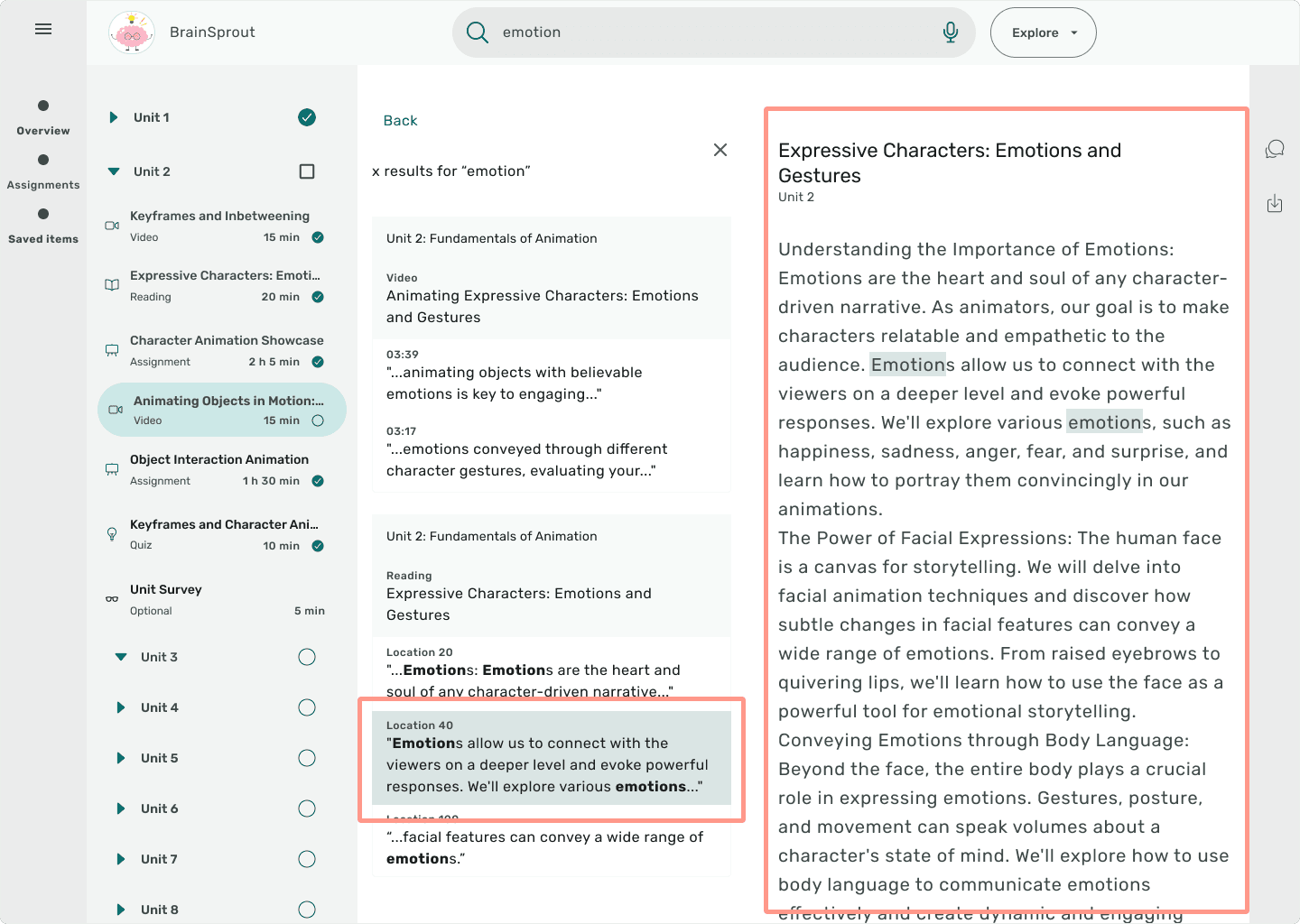 Screen of updated search flow